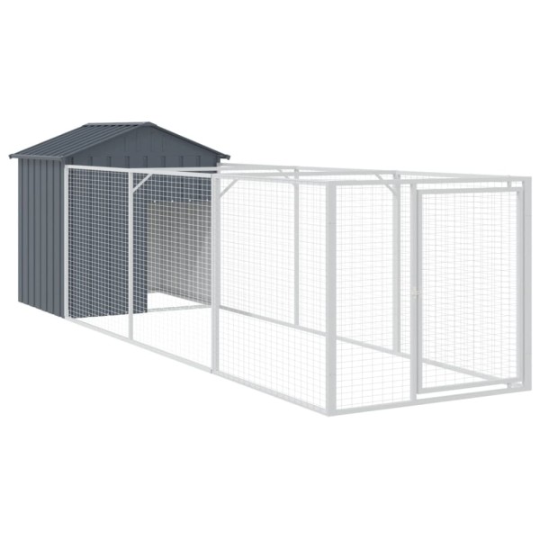 Caseta perros con tejado acero galvanizado gris 117x405x123 cm Caseta perros con tejado acero galvanizado gris 117x405x123 cm