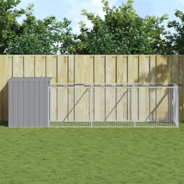 Caseta perros corral acero galvanizado gris claro 110x405x110cm Caseta perros corral acero galvanizado gris claro 110x405x110cm
