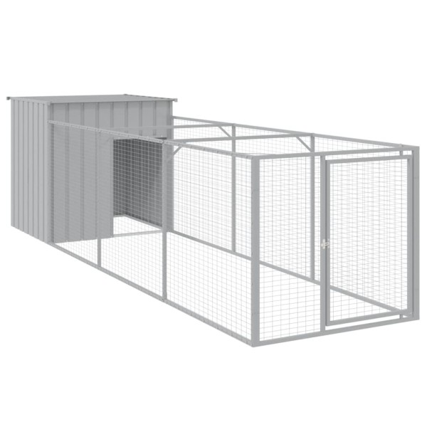 Caseta perros corral acero galvanizado gris claro 110x405x110cm Caseta perros corral acero galvanizado gris claro 110x405x110cm