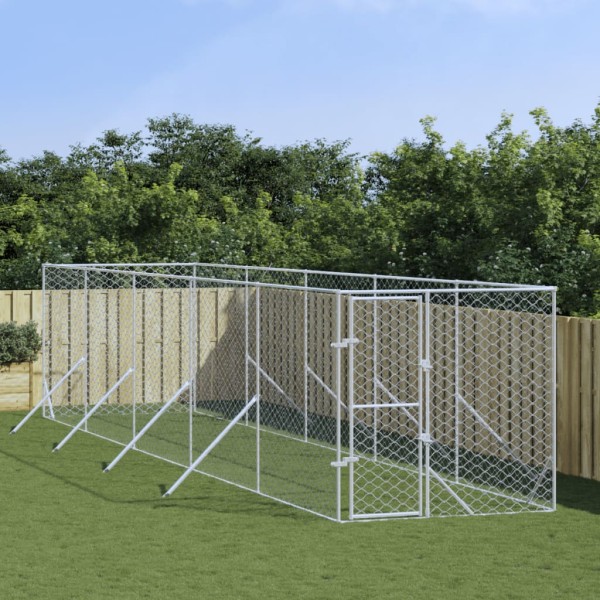 Perrera de exterior acero galvanizado plateado 2x10x2 m Perrera de exterior acero galvanizado plateado 2x10x2 m