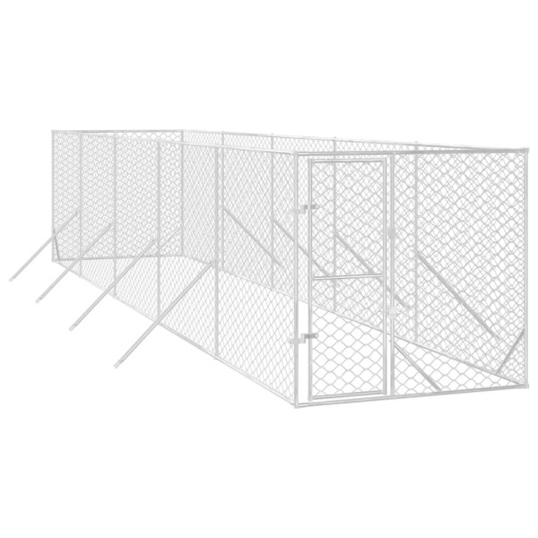 Perrera de exterior acero galvanizado plateado 2x10x2 m Perrera de exterior acero galvanizado plateado 2x10x2 m