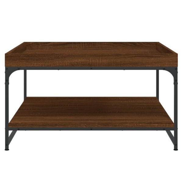 Mesa centro madera ingeniería y hierro roble marrón 80x80x45 cm Mesa centro madera ingeniería y hierro roble marrón 80x80x45 cm