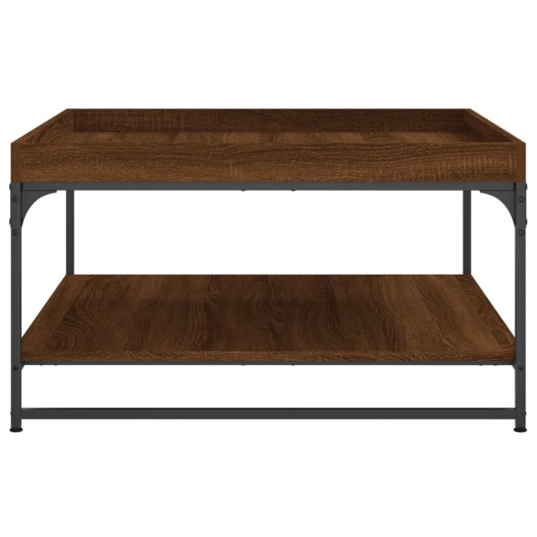 Mesa centro madera ingeniería y hierro roble marrón 80x80x45 cm Mesa centro madera ingeniería y hierro roble marrón 80x80x45 cm