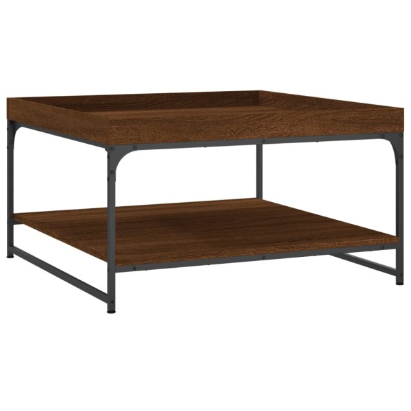 Mesa centro madera ingeniería y hierro roble marrón 80x80x45 cm Mesa centro madera ingeniería y hierro roble marrón 80x80x45 cm