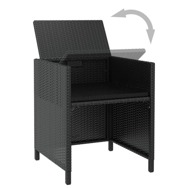 Set comedor de jardín 9 pzas ratán sintético y madera negro Set comedor de jardín 9 pzas ratán sintético y madera negro