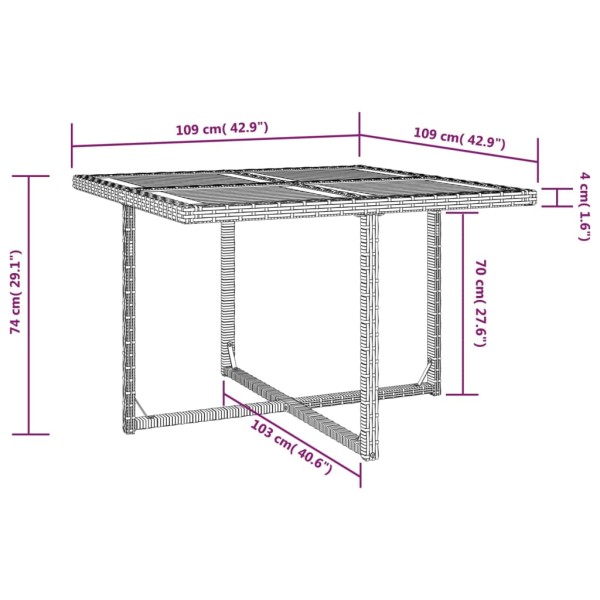 Set comedor de jardín 9 pzas ratán sintético y madera negro Set comedor de jardín 9 pzas ratán sintético y madera negro
