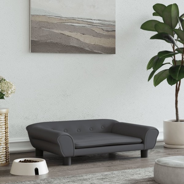 Cama para perros de terciopelo gris oscuro 70x48x22 cm