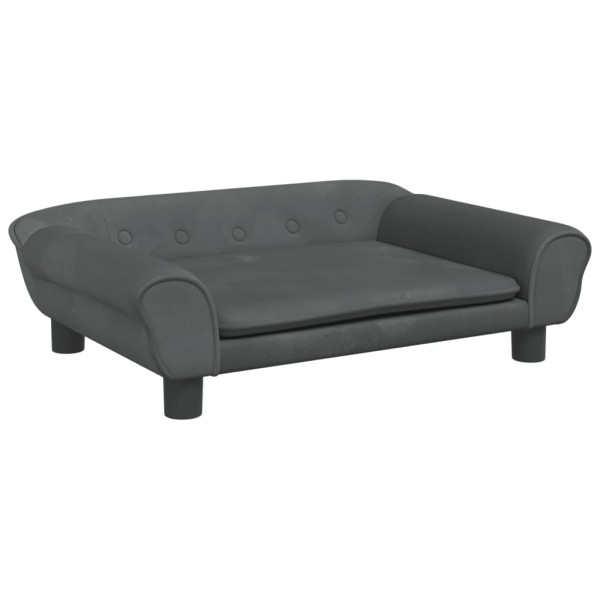 Cama para perros de terciopelo gris oscuro 70x48x22 cm