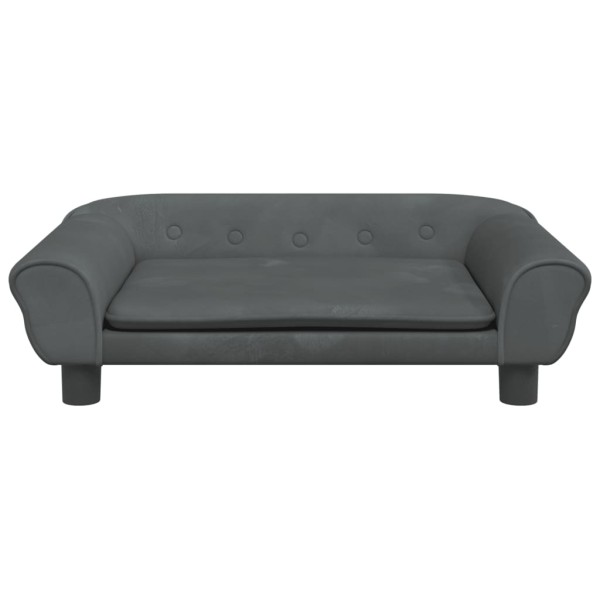 Cama para perros de terciopelo gris oscuro 70x48x22 cm