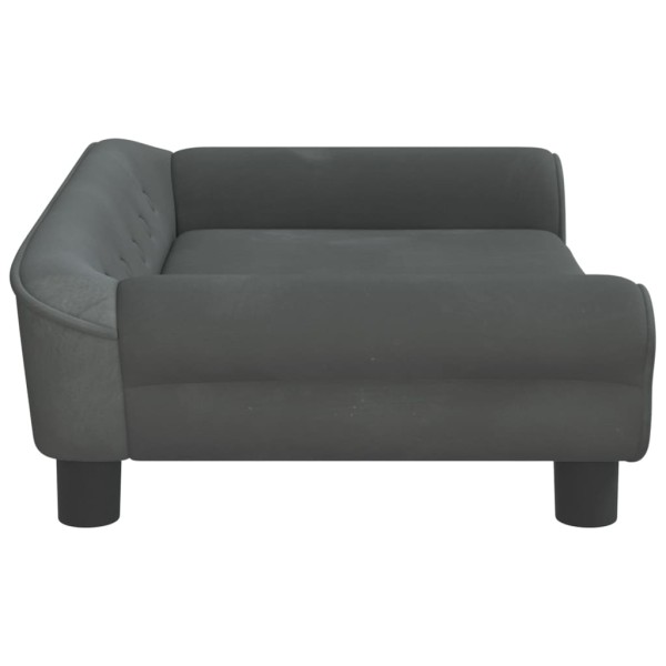 Cama para perros de terciopelo gris oscuro 70x48x22 cm