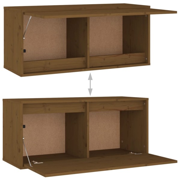 Muebles para TV 8 piezas madera maciza de pino marrón miel