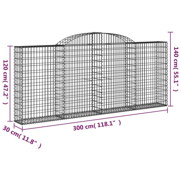 Cestas gaviones 30 uds forma de arco hierro 300x30x120/140 cm Cestas gaviones 30 uds forma de arco hierro 300x30x120/140 cm