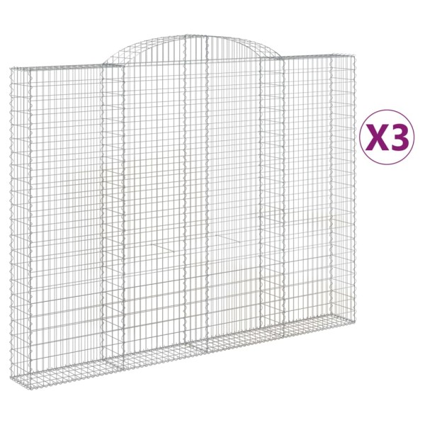 Cestas de gaviones 3 uds forma de arco hierro 300x30x220/240 cm Cestas de gaviones 3 uds forma de arco hierro 300x30x220/240 cm