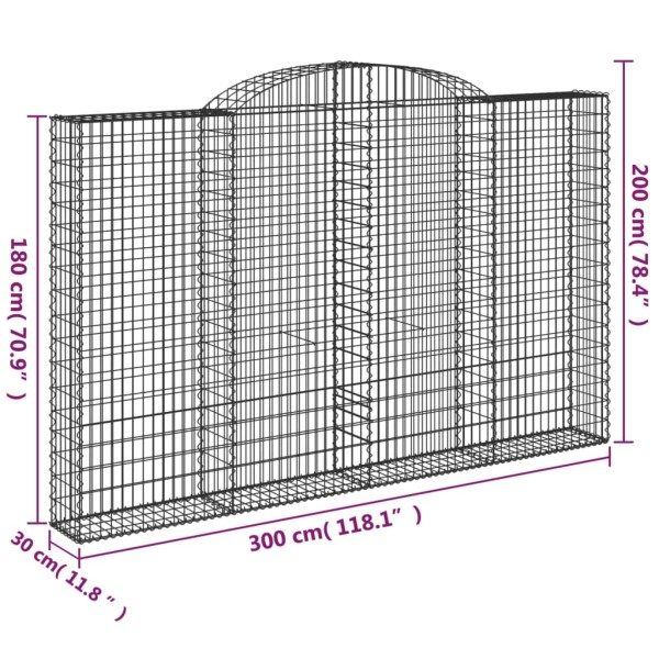 Cestas de gaviones 6 uds forma de arco hierro 300x30x180/200 cm Cestas de gaviones 6 uds forma de arco hierro 300x30x180/200 cm