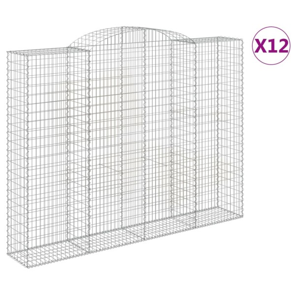 Cestas de gaviones 12 uds forma de arco hierro 300x50x220/240cm Cestas de gaviones 12 uds forma de arco hierro 300x50x220/240cm