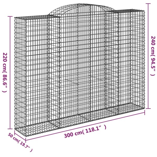 Cestas de gaviones 12 uds forma de arco hierro 300x50x220/240cm Cestas de gaviones 12 uds forma de arco hierro 300x50x220/240cm