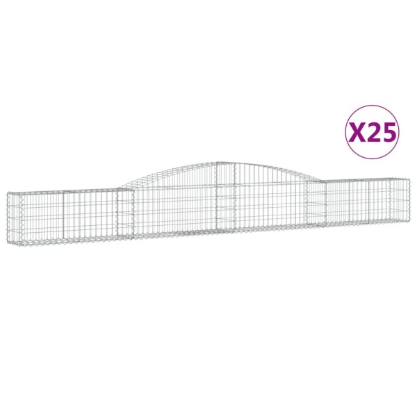 Cestas de gaviones 25 uds forma de arco hierro 400x30x40/60 cm Cestas de gaviones 25 uds forma de arco hierro 400x30x40/60 cm