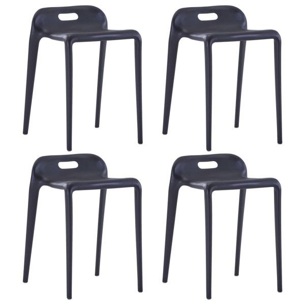 Taburetes apilables 4 unidades plástico negro Taburetes apilables 4 unidades plástico negro