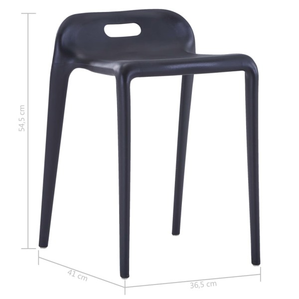Taburetes apilables 4 unidades plástico negro Taburetes apilables 4 unidades plástico negro
