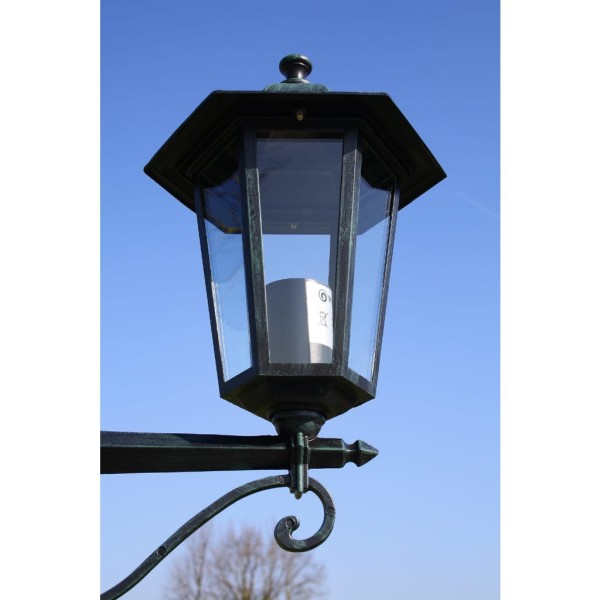 Farola de jardín 2 brazos 215 cm verde oscuro/negro aluminio Farola de jardín 2 brazos 215 cm verde oscuro/negro aluminio