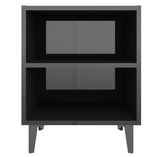 Mesitas de noche patas metal 2 uds negro brillo 40x30x50 cm Mesitas de noche patas metal 2 uds negro brillo 40x30x50 cm