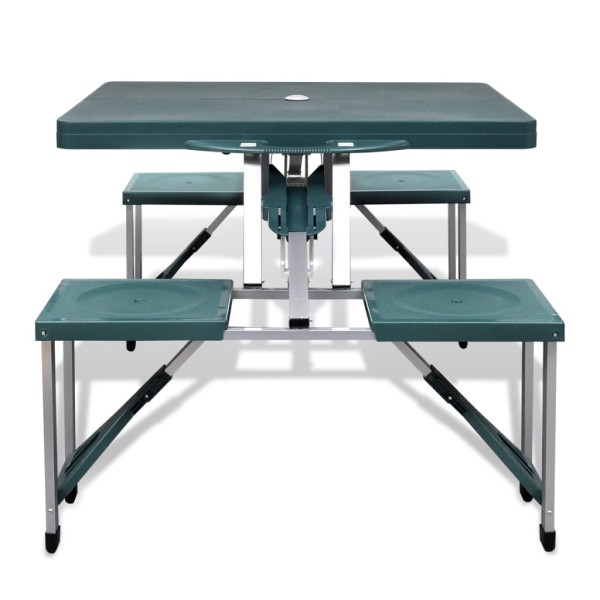 Set plegable camping 1 mesa 4 taburetes aluminio verde claro Set plegable camping 1 mesa 4 taburetes aluminio verde claro