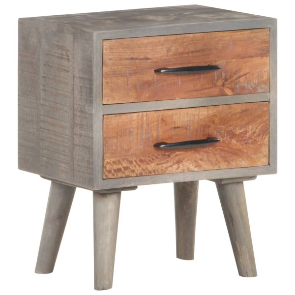 Mesita de noche madera maciza de mango y rugosa gris 40x30x50cm Mesita de noche madera maciza de mango y rugosa gris 40x30x50cm