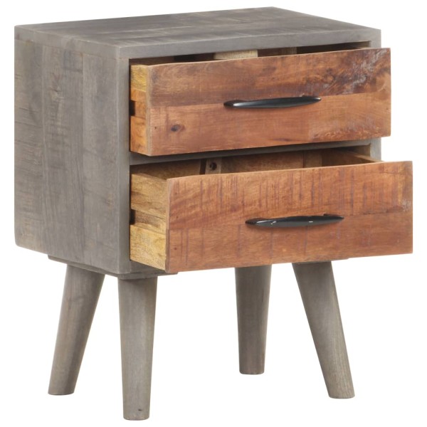 Mesita de noche madera maciza de mango y rugosa gris 40x30x50cm Mesita de noche madera maciza de mango y rugosa gris 40x30x50cm