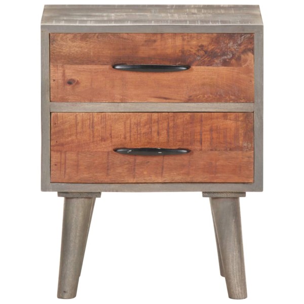 Mesita de noche madera maciza de mango y rugosa gris 40x30x50cm Mesita de noche madera maciza de mango y rugosa gris 40x30x50cm