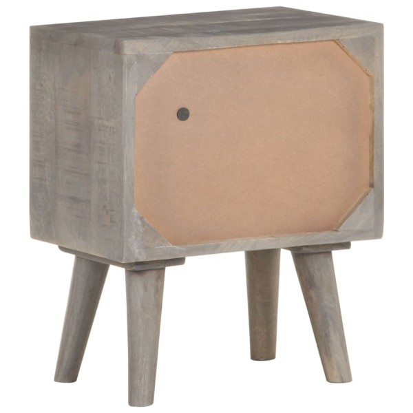 Mesita de noche madera maciza de mango y rugosa gris 40x30x50cm Mesita de noche madera maciza de mango y rugosa gris 40x30x50cm