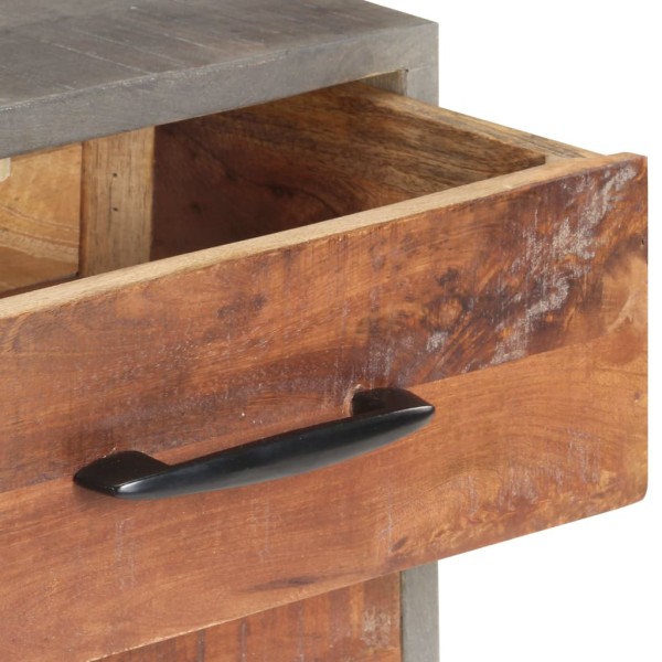 Mesita de noche madera maciza de mango y rugosa gris 40x30x50cm Mesita de noche madera maciza de mango y rugosa gris 40x30x50cm