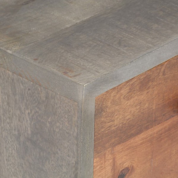 Mesita de noche madera maciza de mango y rugosa gris 40x30x50cm Mesita de noche madera maciza de mango y rugosa gris 40x30x50cm