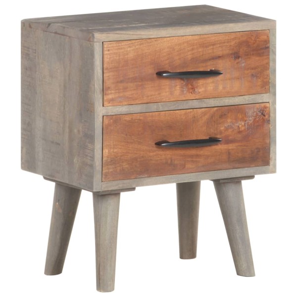 Mesita de noche madera maciza de mango y rugosa gris 40x30x50cm Mesita de noche madera maciza de mango y rugosa gris 40x30x50cm