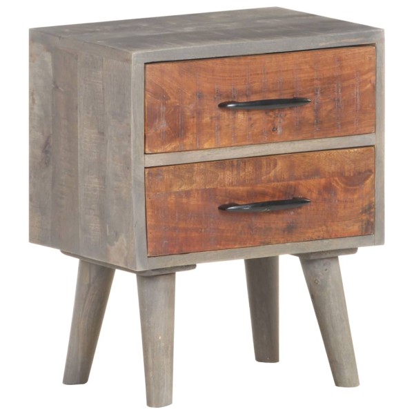 Mesita de noche madera maciza de mango y rugosa gris 40x30x50cm Mesita de noche madera maciza de mango y rugosa gris 40x30x50cm