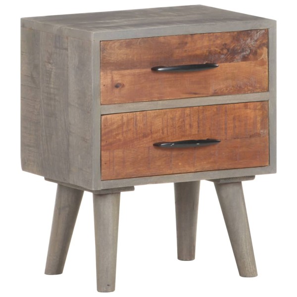 Mesita de noche madera maciza de mango y rugosa gris 40x30x50cm Mesita de noche madera maciza de mango y rugosa gris 40x30x50cm