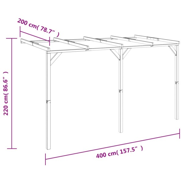 Pérgola cobertizo de madera 2x4x2,2 m Pérgola cobertizo de madera 2x4x2,2 m