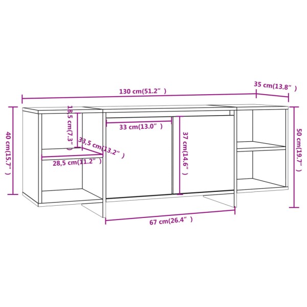 Mueble para TV madera contrachapada gris hormigón 130x35x50 cm Mueble para TV madera contrachapada gris hormigón 130x35x50 cm