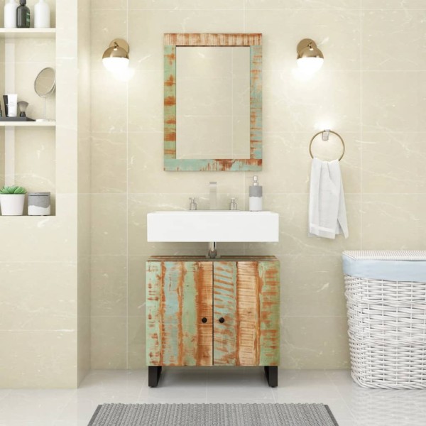 Mueble de lavabo madera reciclada madera ingeniería 62x33x58 cm Mueble de lavabo madera reciclada madera ingeniería 62x33x58 cm