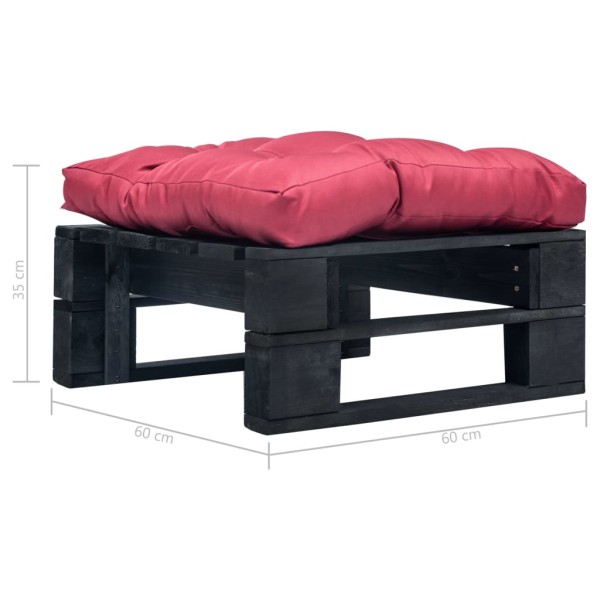 Otomana de palets de jardín con cojín rojo madera negra Otomana de palets de jardín con cojín rojo madera negra