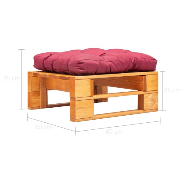 Otomana de jardín de palés cojín rojo madera marrón miel Otomana de jardín de palés cojín rojo madera marrón miel