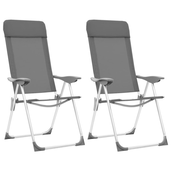 Sillas de camping plegables 2 unidades aluminio gris Sillas de camping plegables 2 unidades aluminio gris
