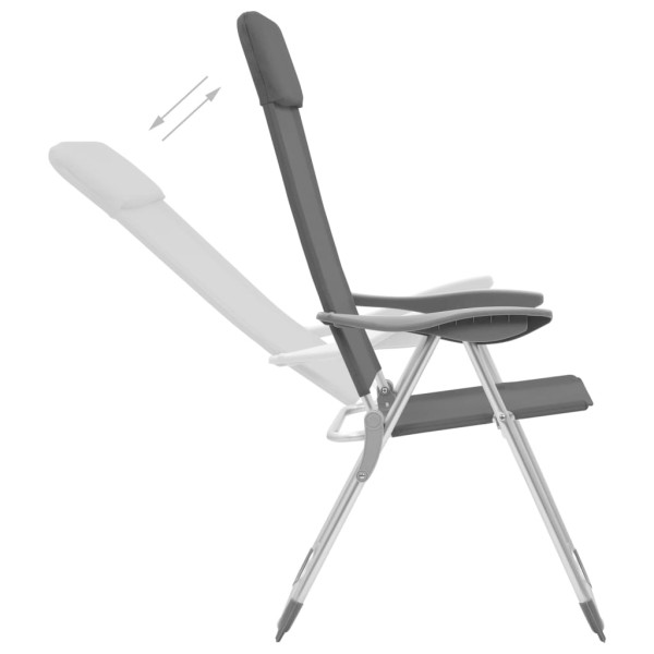 Sillas de camping plegables 2 unidades aluminio gris Sillas de camping plegables 2 unidades aluminio gris