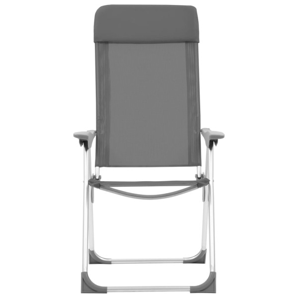 Sillas de camping plegables 2 unidades aluminio gris Sillas de camping plegables 2 unidades aluminio gris