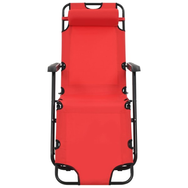 Tumbonas plegables con reposapiés 2 unidades acero rojo Tumbonas plegables con reposapiés 2 unidades acero rojo