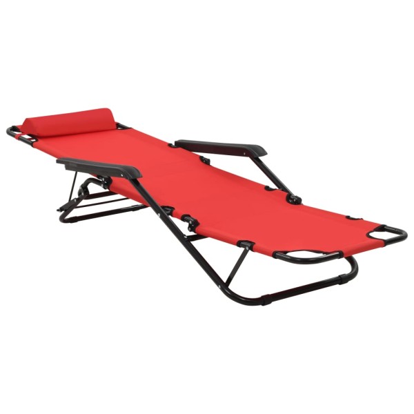 Tumbonas plegables con reposapiés 2 unidades acero rojo Tumbonas plegables con reposapiés 2 unidades acero rojo