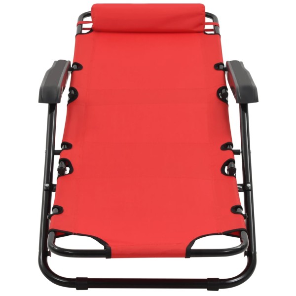 Tumbonas plegables con reposapiés 2 unidades acero rojo Tumbonas plegables con reposapiés 2 unidades acero rojo