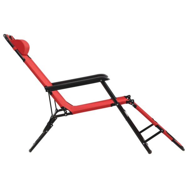 Tumbonas plegables con reposapiés 2 unidades acero rojo Tumbonas plegables con reposapiés 2 unidades acero rojo