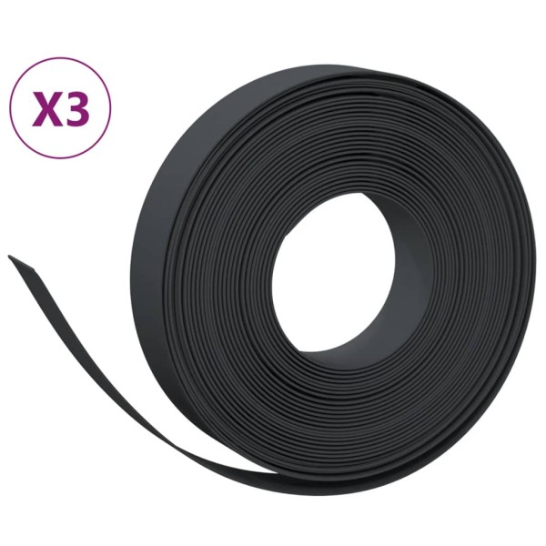 Borduras de jardín 3 uds polietileno negro 10 m 10 cm Borduras de jardín 3 uds polietileno negro 10 m 10 cm