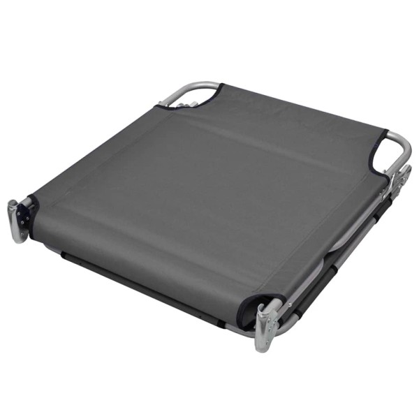 Tumbona plegable con cojín de cabeza y respaldo ajustable gris Tumbona plegable con cojín de cabeza y respaldo ajustable gris