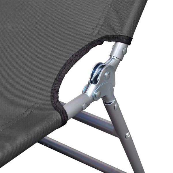 Tumbona plegable con cojín de cabeza y respaldo ajustable gris Tumbona plegable con cojín de cabeza y respaldo ajustable gris
